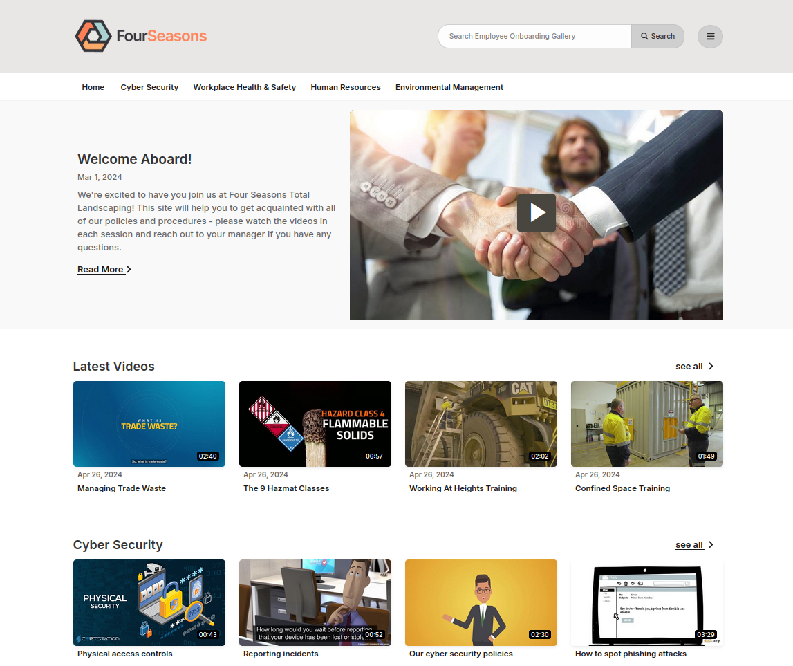 Screenshot of the sample employee onboarding gallery