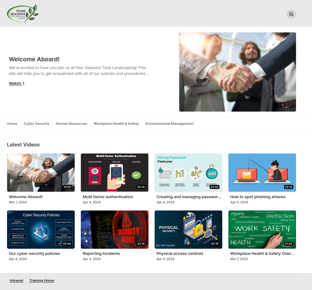 Screenshot of a gallery channel template