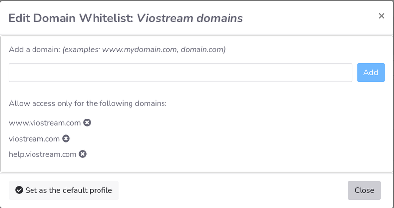 Screenshot of the Edit Domain Whitelist form